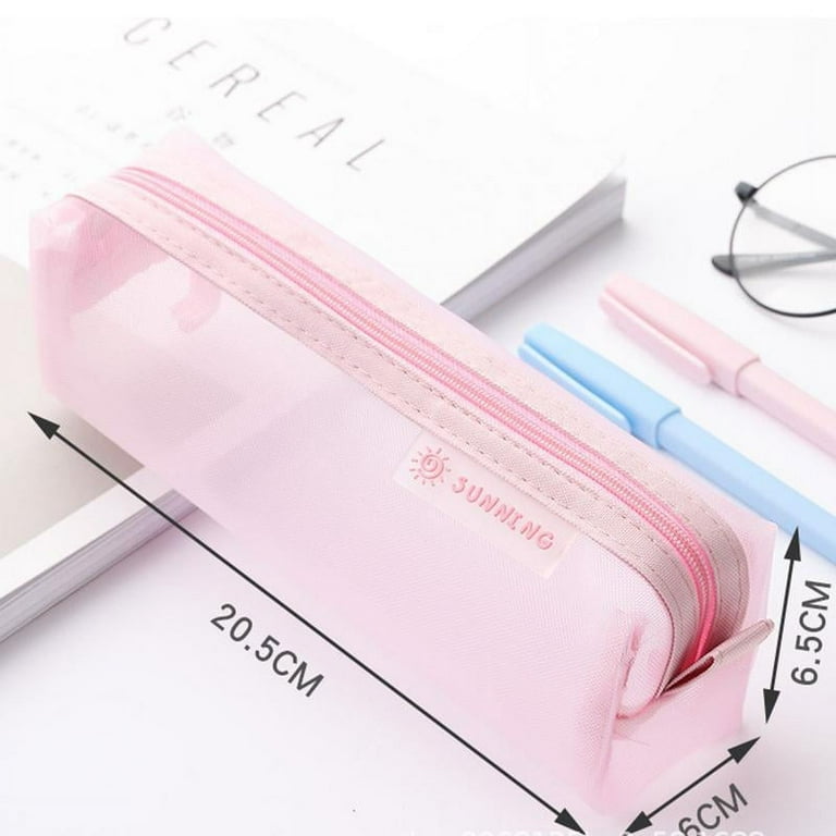 Pencil Case Solid Color Grid Student Pencil Case Pencil Case Teenage Girls  Boys All Can Use,white