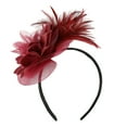 thumbnail image 2 of MSJUHEG Tea Party Hats,Feather Hair Clip,Feather Headpiece,Church Hats,Fascinators Hats,Fascinators Wedding Hat for Headband Flower Headband Wine One Size, 2 of 5