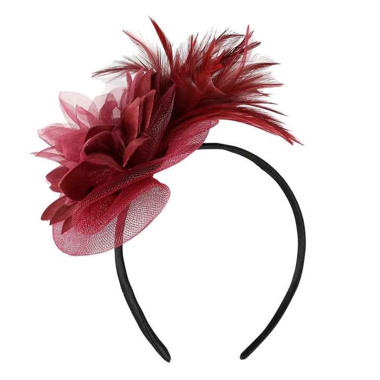 Gorgeous Red Feathers Bow Clip Headband Fascinator Hat Holidays Church Tea Party Amazon.com : Needzo Fascinator for Women, Derby, The Oaks  main image 3