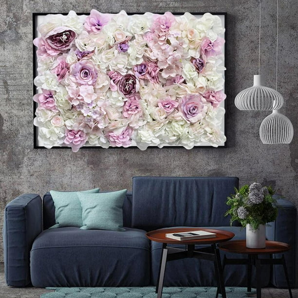 Accesorios de decoración de panel de pared de flores 3D 24 "x 16" Hedge Privacy rosa claro y brote Colcomx fondo del panel de pared