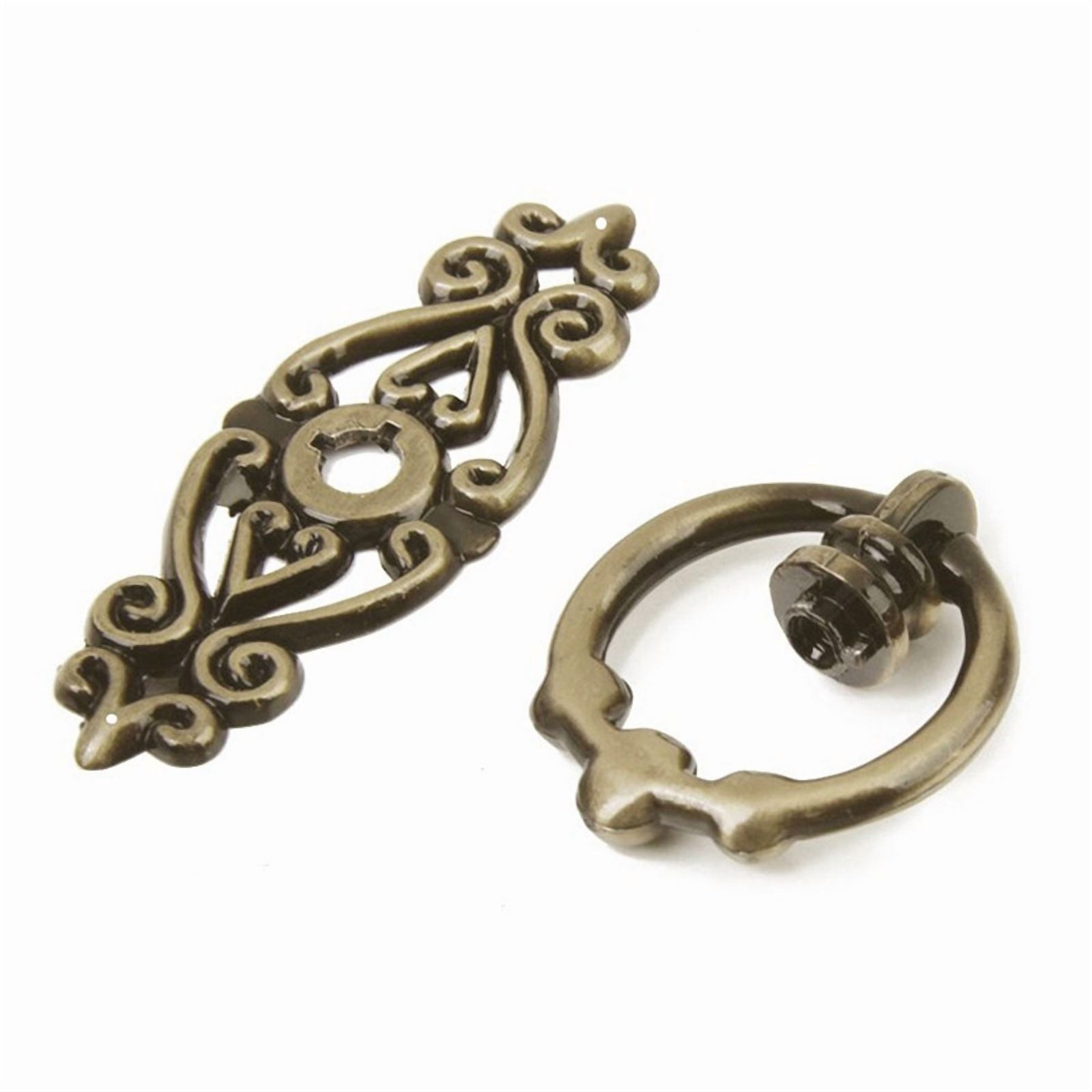30Pcs Vintage Kitchen Cabinet Cupboard Dresser Door Drawer Ring Pull Handles Knobs (Antique Brass)