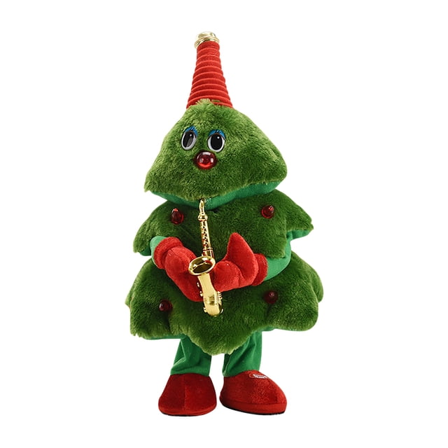 B Christmas Singing Tree Toy For Holiday Display 1Pc With Saxophone Design And Dance Features Battery Not Included Size 5.91 X 6.30 X 12.60 Inches Total Weight 0.95 Pounds