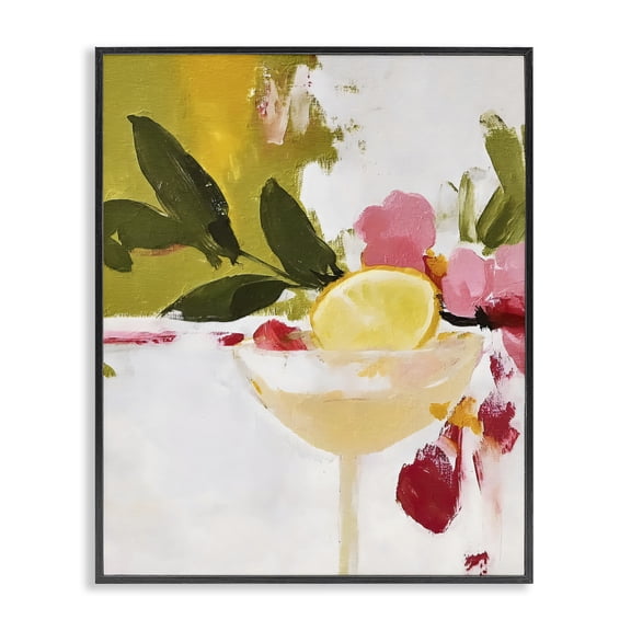 Stupell Industries Contemporary Red & Pink with Lemons Black Framed Giclee Art, 11 x 14, by Riley B