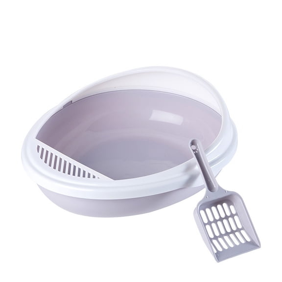 Open-Top Cats Litter Box Kit Include Scoop Kitty Litter Box with Shield Semi-Enclosure Anti-Splash Pet Cleaning Suppl
