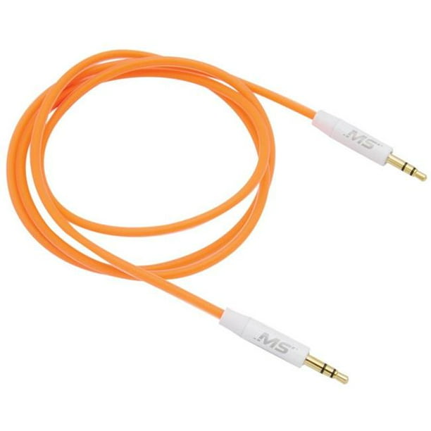 Mobilespec MBS12244 Câble Auxiliaire en Mousse&44; 3 Pi.&44; 3,5 mm. à 3,5 mm. - Orange