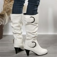 thumbnail image 7 of Xiaoxatg Elegant Women's Buckled Heel Leather Knee-High Boots for Stylish Comfort and Durability in Every Step 6.5 White, 7 of 7