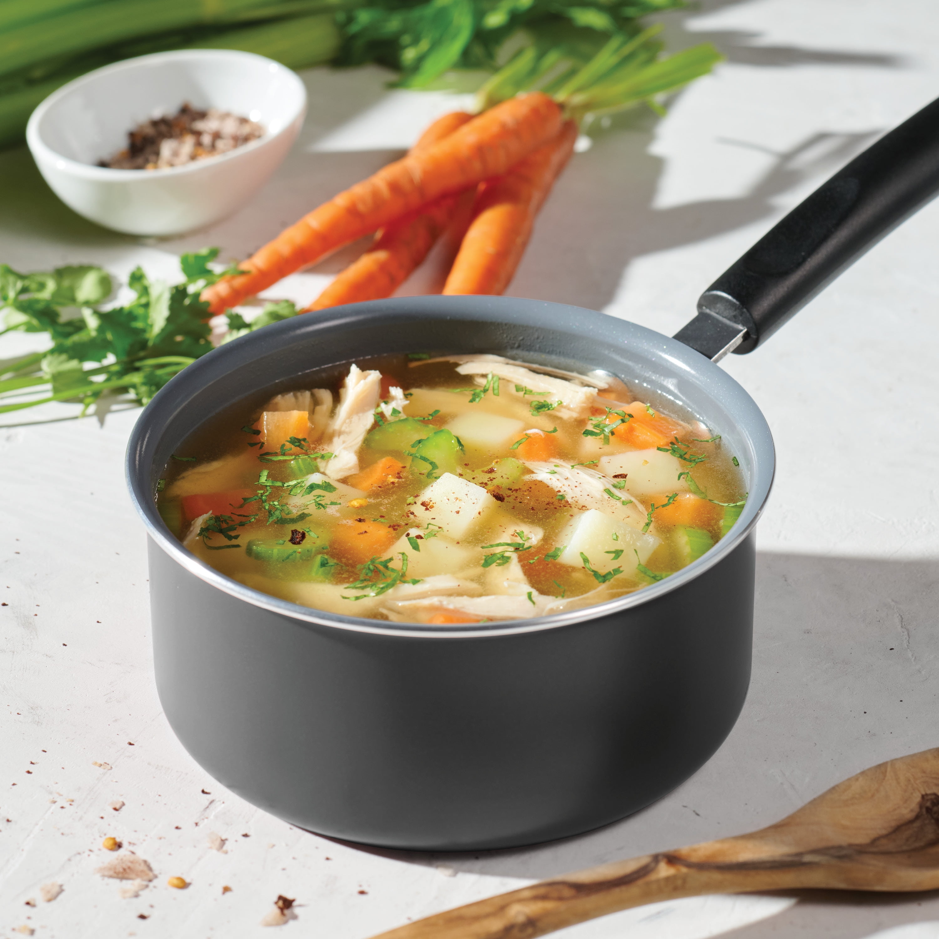 Tramontina PrimaWare 1 Quart Ceramic Steel Gray Open Sauce Pan