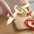 thumbnail image 3 of Multi-Functional 3-in-1 Peeler | Stainless Steel & Plastic Handle | Fruit & Vegetable Rotating Slicer | Potato Carrot Cucumber Apple Pear Peeler | Built-In Eye Remover | 17x7.5x3.4cm | Easy Clean, 3 of 5