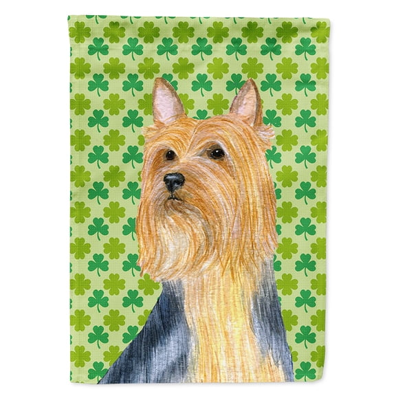 Silky Terrier St. Patrick's Day Shamrock Portrait Flag Canvas House Size