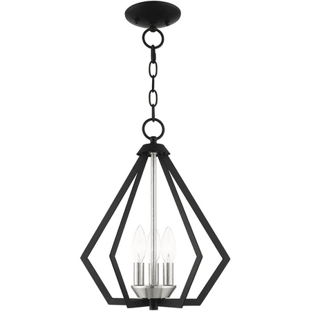 

Black with Brushed Nickel Cluster Tone Finish Semi Flush Steel Candelabra 14 Long 3 Light Fixture