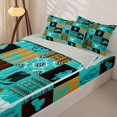 thumbnail image 2 of Manfei Boho Geometric Aztec Zipper Twin Comforter Sets with Fitted Sheet and 2 Pillowcases,Western Bull Skull Horseshoe Zipper Bedding Set,Turquoise Brown,Reversible, 2 of 7