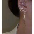 thumbnail image 3 of Zircon Leaf Tassel Ear Cuff Clip - Shiny Zircon Flower Tassel Ear Clip, Fashion Water Drop Metal Earrings, No Piercing Wrap Jewelry Earring for Women, 3 of 6