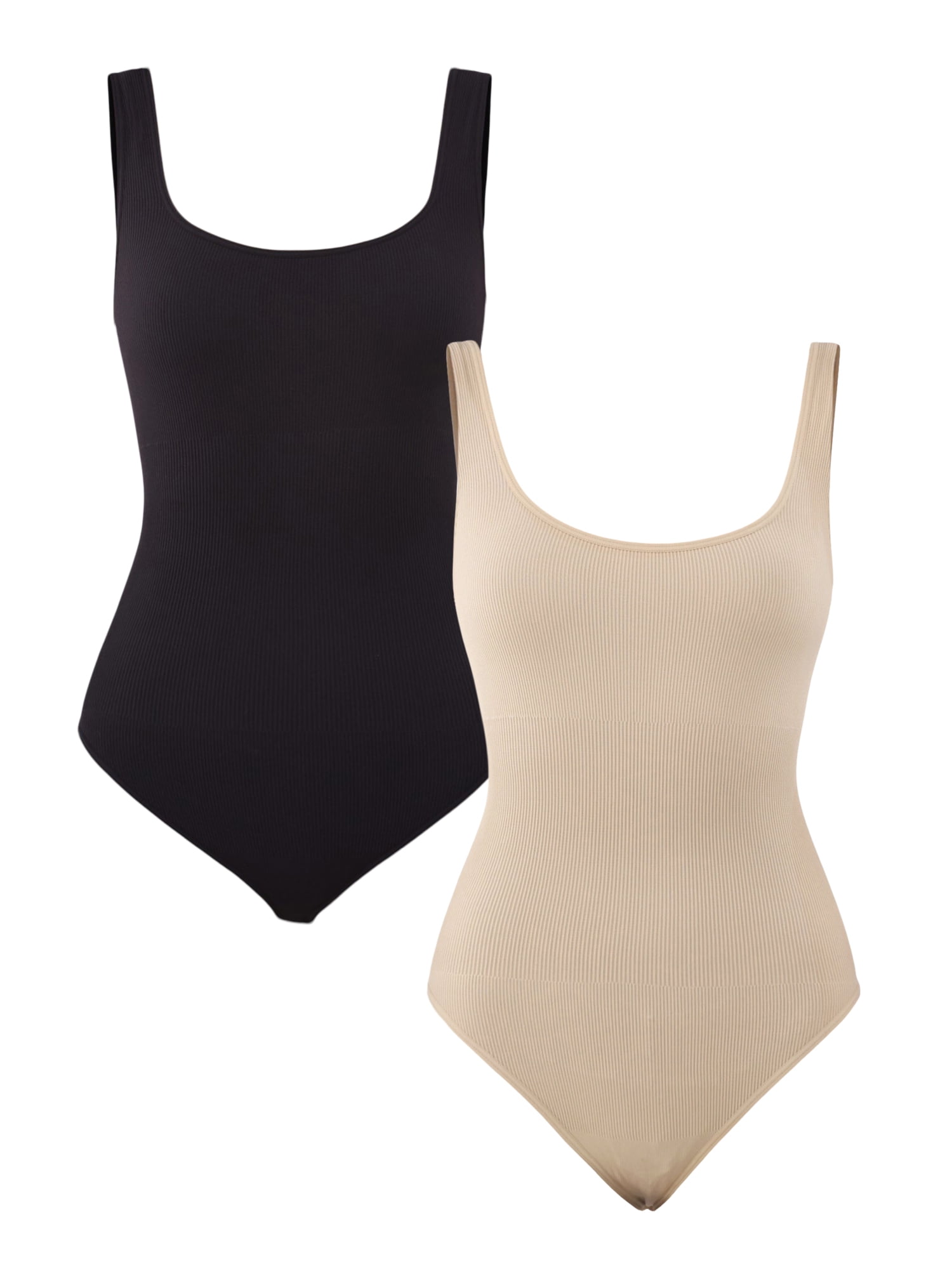No Boundaries Seamless Ribbed Bodysuit 2-Pack, Smoothing