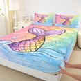 thumbnail image 5 of Manfei Mermaid Princess Tail Bed Sheets, Rainbow Scale Full Size Sheets, Purple Pink, 4 Pieces, 1 Flat Sheet, 1 Fitted Sheet and 2 Pillowcases, 5 of 6