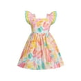 thumbnail image 1 of Girls Dress Rainbow Color Tie Dye Square Collar Layered Flare Sleeve 8 Years, 1 of 1