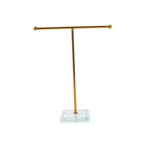 Organizador de joyas Estante de presentación de joyería Base estable de Metal soporte de joyería soporte de collar para tiendas de anillos escaparate Forma T Oro Yinane Organizador de joyas