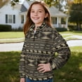 thumbnail image 3 of Uorisanigo Girls Half Zip Pullover Sweatshirt Oversized Southwestern Aztec Tribal Long Sleeve Pullover Top Outerwear No Hood Fashion Drop Shoulder Jackets Hoodies Fall Clothes, 3 of 7