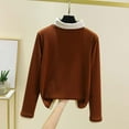 thumbnail image 4 of YueHuiYing Women's Fashion Solid Color Long Sleeve Stand-up Collar Blouses Leisure Base Layer Tops, 4 of 6