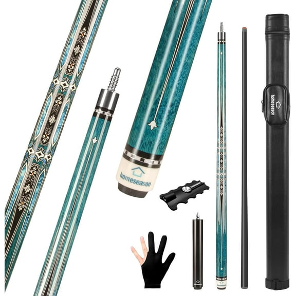 Carbon Fiber Pool Cue 58" with Leather Bag Extender Extension Rod Professional Pool Stick 4-Layer Tip Low Deflection Cue Stick, 3 * 8/8Joint Pin, Ultra-Smooth, Billiard Cue Sticks
