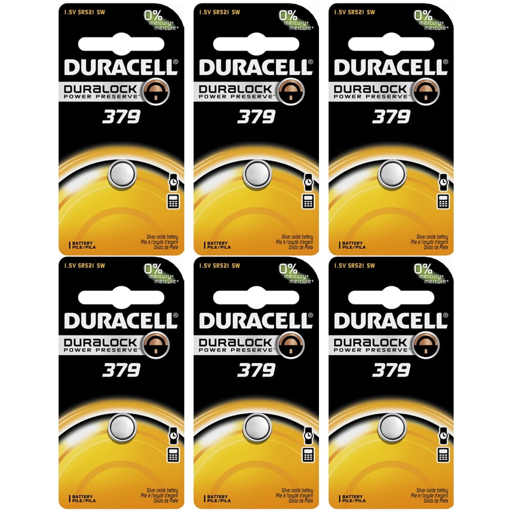 Duracell D379BPK09 Silver Oxide Electronic Watch Battery, 379 Size, 1.55V,  14 mAh Capacity (Case of 6) 