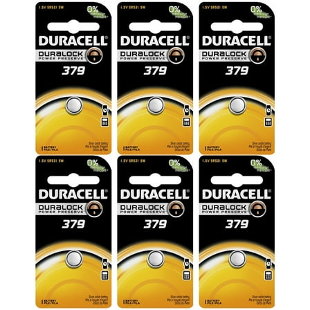 Duracell D379BPK09 Silver Oxide Electronic Watch Battery, 379 Size, 1.55V, 14 mAh Capacity (Case of 6)