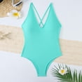 thumbnail image 3 of Trajes de Baño para Mujeres Sexy Color Sólido Bikini con Cuello en V Traje de Baño Dividido con Pantalones, Nylon de Corte Alto para la Piscina de Playa, 3 of 7