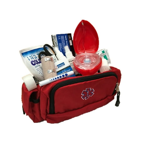 LINE2design Deluxe Emergency Rescue First Aid Fanny Pack Kit Large EMS Bag - Red