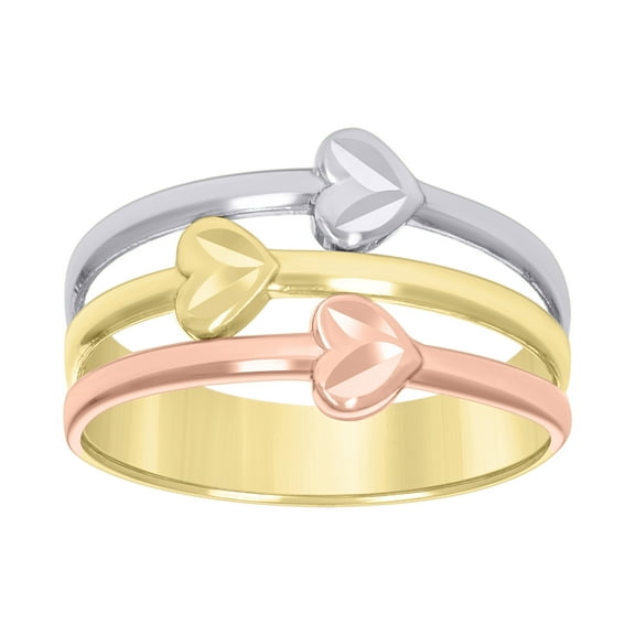 10kt Real Tri-Color Gold Womens Semanario Hearts Ring