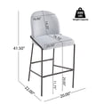 thumbnail image 5 of GZXS 2 Pack Upholstered Barstools in Gray, Accent Fabric Bar Chairs with Curved Back and Antique Bronze Metal Legs for Kitchen Area, Dining Space, Home Pub, 5 of 8