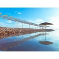 thumbnail image 2 of Frank, Assaf 24x19 White Modern Wood Framed Museum Art Print Titled - Parasol and jetty on Dead sea, Israel, 2 of 4