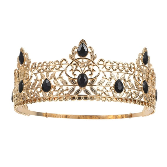TELOLY Men's King Alloy Large Crown Baroque Ancient Greek Prince Hair Accessories Ornament Crowns for the Man,King Crown,Prince Crown,Crown for Men(Golden)