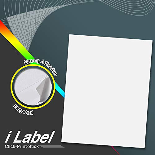 50 Details about   iLable 8.5" x 11" Full Sheet Sticker Paper for Laser & Inkjet Printers 