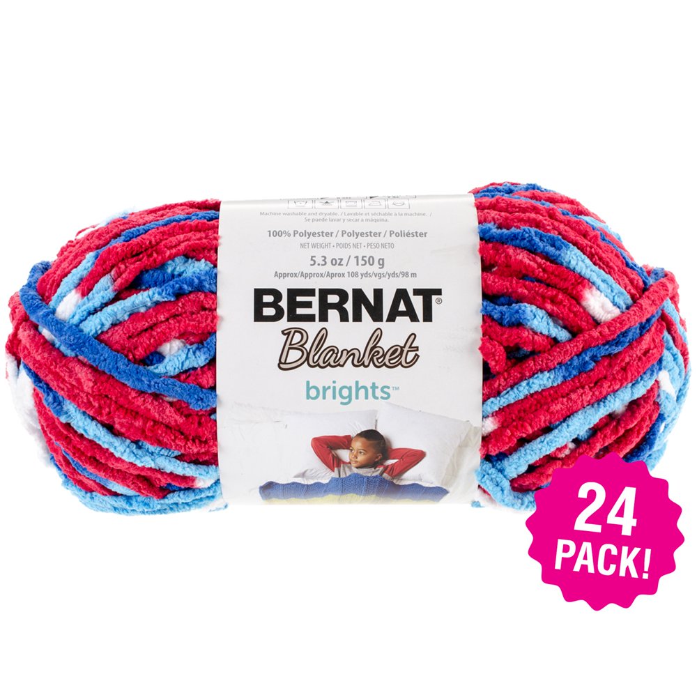 Bernat Blanket Brights Yarn Red, White & Boom Variegated, Multipack