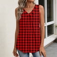 thumbnail image 5 of Kixjoy Red Tank Tops for Women V Neck Trendy Tank Top Sleeveless Casual Beach Pleated Shirts Floral Print Cozy Baggy Shirts for Women, Wine S, 5 of 6