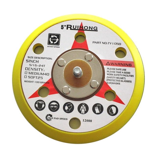 Lefu 5 Pouces 6 Trous Flocage Disque de Ponçage M8 Thread Backing Pad Puissance Ponceuse Pièces