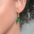 thumbnail image 3 of Gem Stone King 18K Yellow Gold Plated Silver Green Nano Emerald and Black Onyx Dangle Earrings for Women (4.72 Cttw, Gemstone May Birthstone, Oval 10X8MM, Trillion 5MM), 3 of 4