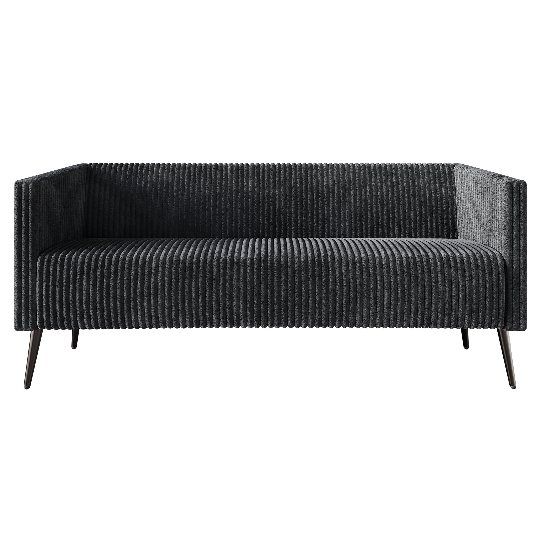 Castle Place Luxurious Corduroy Velvet Upholstered Sofa, Grey