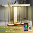 thumbnail image 5 of Tribesigns Modern Gold White Console Table with LED Lights, Entryway Hallway Table with Faux Marble Veneer for Living Room, Entrance, 5 of 7