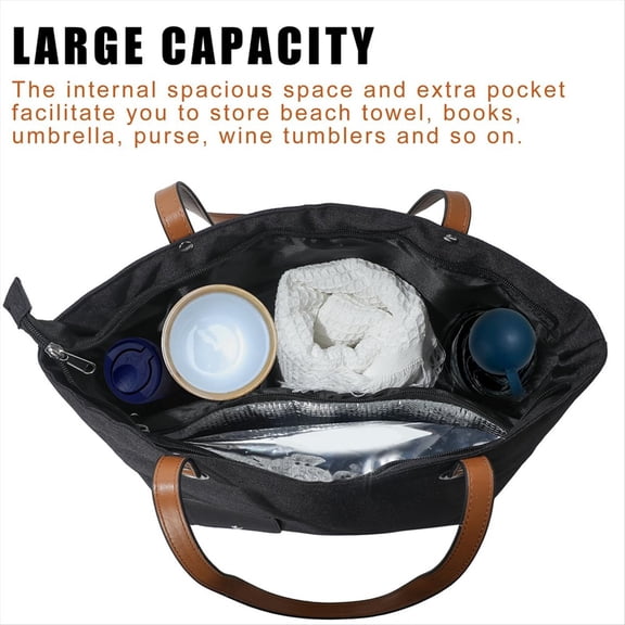 Wine Tote Bag, Beach Cooler for Travel Gift, Leakproof Insulated Purse Carrier with Hidden Spout Compartments