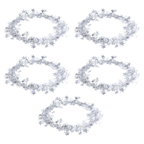 NICEXMAS Star Tree Decorations Christmas Rattan Decor Silver 5Pcs