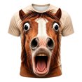 thumbnail image 3 of Ulitacool Tops For Girls Round Neck Short Sleeve Cartoon Animal Graphic Tee 3-4 Years Khaki, 3 of 5