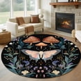 thumbnail image 2 of Black Butterfly Spring Large Area Rugs for Bedroom Living Room, Soft Non Slip Carpet Bedside Rug, Summer Botanical Watercolor Round Floor Cover Kitchen Accent Rug 6' for Dining Room/Office, 2 of 9