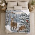 thumbnail image 5 of Winter Wildlife Deer Cardinals Snowy Forest Christmas, Peaceful Mountain Lake Scene, Warm Flannel Blanket for Cabin and Lodge, Outdoor Lovers Friendship Gift, Artistic Home Decor, 5 of 9