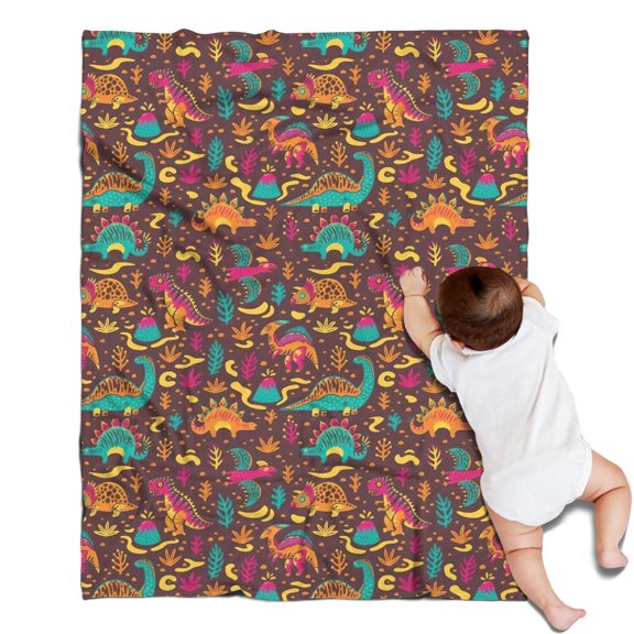 Colorful Dinosaurs Abstract Shapes Pattern Blanket,Comfortable Soft Lamb Wool Throw Blanket,All Season,Warm Lightweight Blankets for Sofa Bed Couch Living Room Chair,30"x40"