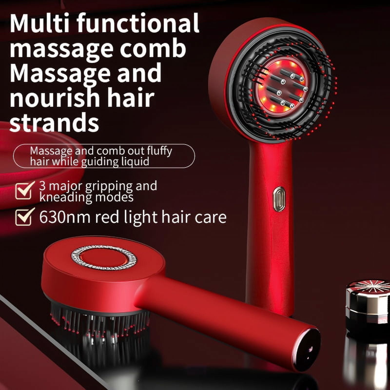 Flaremore Laser Scalp Massager Comb,Red Light Therapy Hair Oil Applicator Cordless Hair Comb for Women,ABS Silicone Material