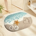thumbnail image 6 of Beach-Themed Bathroom Rug, Wave-Sand Shell Starfish Design Bath Mat, for Shower, Bath Tub Decoration, Sea Beach Microfiber Absorbent Mat, Bedroom and Living Room and Front Entrance Decor Beachy Mat, 6 of 6