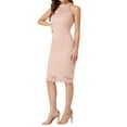 thumbnail image 4 of INSPIRE CHIC Women's Elegant Lace Halter Neck Sleeveless Bodycon Cocktail Sheath Midi Dress XL Light Pink, 4 of 6