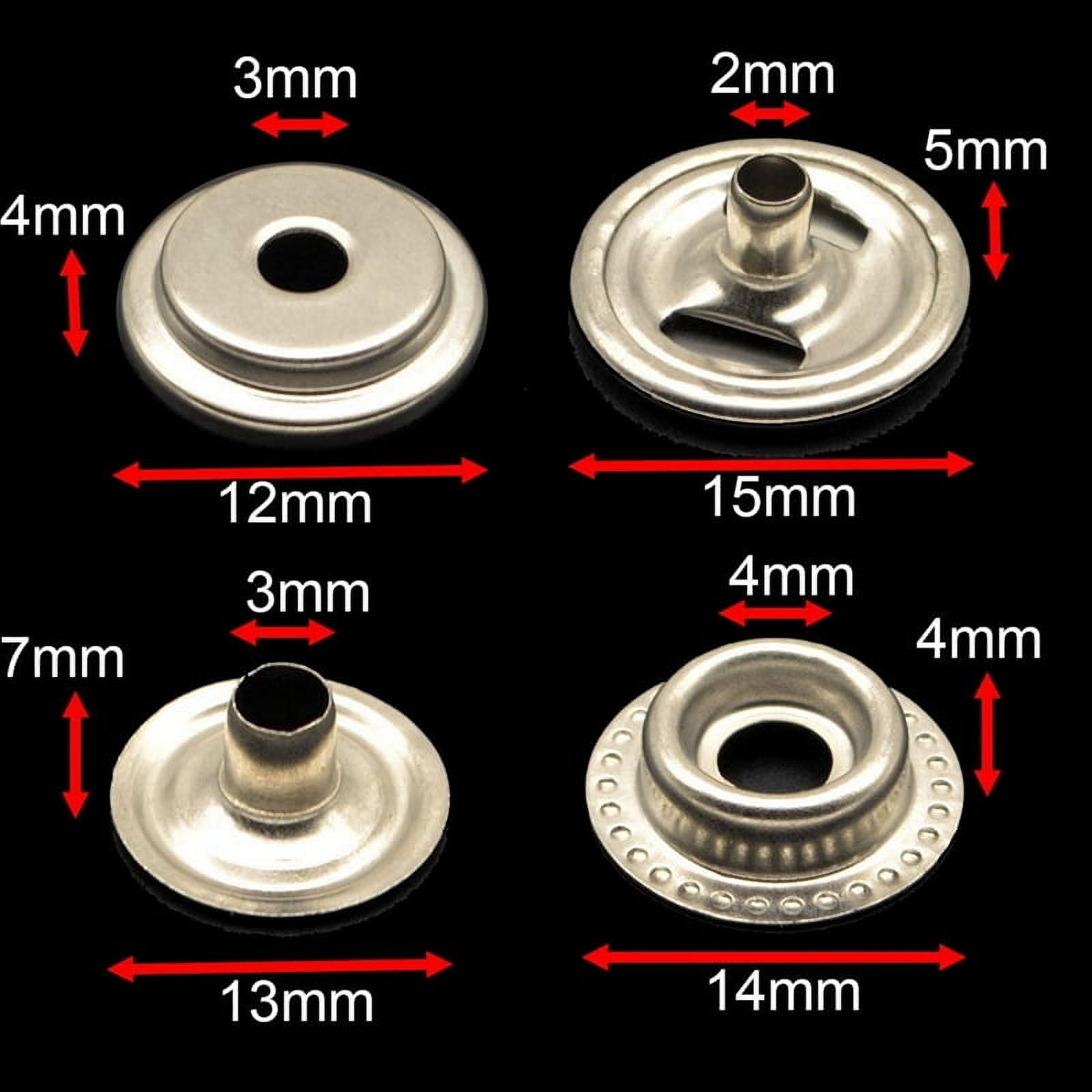 360Pcs 15MM Stainless Steel Fastener Snap Stud Button for Marine Boat Canvas with Punching Set Tool Kit Silver