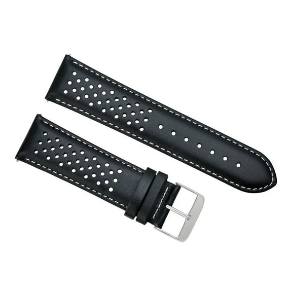 20MM FOR TAG HEUER CARRERA PERFORATED LEATHER STRAP WATCHBAND QUICK RELEASE BLAC