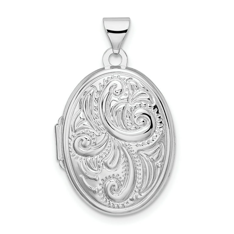 Sterling Silver Polished Oval Locket Necklace